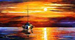 Sea Shadows Palette Knife Oil Painting On Canvas By Leonid Afremov Size 36 X20 Image and paper size is 18 x 24 inch. sea shadows oil painting on canvas