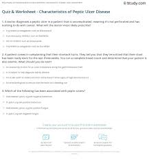 Quiz Worksheet Characteristics Of Peptic Ulcer Disease Study Com