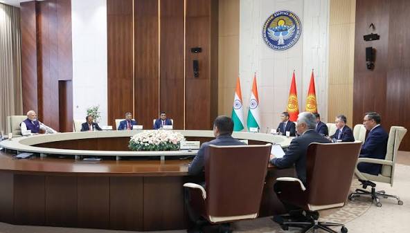 PM Narendra Modi held a fruitful meeting with President Sadyr Zhaparov of  the Kyrgyz Republic in Bishkek. He conveyed Independence Day greetings and  congratulated him on Kyrgyzstan's successful SCO Chairmanship. The two