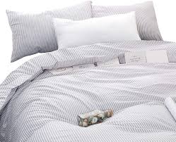 Shop for twin size comforter sets at bed bath & beyond. Amazon Com Wake In Cloud Gray White Striped Comforter Set Grey White Vertical Ticking Stripes Modern Pattern Printed 100 Cotton Fabric With Soft Microfiber Inner Fill Bedding 3pcs Twin Size Home