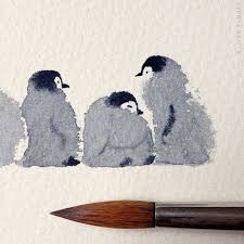 Aquarelle De Pingouins Mignons Malerei Aquarellbilder Wasserfarben Illustration