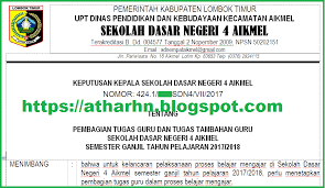 Contoh sk pembagian tugas guru terbaru 2019. Sd Negeri 4 Aikmel Sk Pembgian Tugas Pendidik Dan Tenaga Kependidian Terbaru 2018