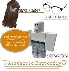 Redeem the hair code > 5594663874; Aesthetic Butterfly Outfit Code Coding Bloxburg Decal Codes Coding Clothes