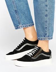 Black And Gold Vans Old Skool Vans Old Skool Zip Sneakers In Black And Gold Gold Vans Vans Old Skool Canvas Slip On Shoes