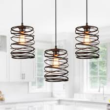 Shop a wide selection of outdoor visual comfort lighting , including outdoor wall and ceiling choices, outdoor chandeliers and pendants, as well as post lights and accessories. Lnc Lavie 8 In 1 Light Rusty Bronze Industrial Pendant Light With Spiral Iron Lantern Cage A03291 The Home Depot