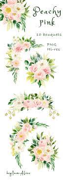 Peach Pink Watercolor Flower Clipart Free Commercial Use Etsy Flower Clipart Free Watercolor Flowers Pink Watercolor Flower