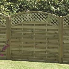 The top of the lattice panels are scalloped. Arched Lattice Trellis Fence Panel Pressure Treated Free Delivery Available