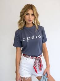 Apero Embroidered Tee Apero Label Boyfriend Style T Shirt Short Outfits Womens Tees Embroidered Tee