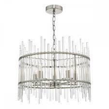 With over 200 choices, many our own exclusive designs, it's so refreshing to shop our collection of exciting and captivating ceiling lights!many homes come with boring or truly unattractive flush mount lights and changing them out can do so much to improve the style in your room and show your own unique personality. 5 Light Ceiling Pendant Nickel Glass Rods Lighting And Lights Uk