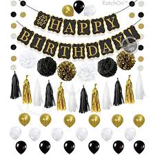 Black And Gold Pom Poms Decorations Black Banner Decor Set 6 Pom Poms 2 Black 2 Gold 2 White Gold Paper 4 Black 4 White Tassels Read More Reviews White Tassel Black Banner Tassels