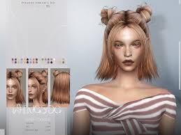 This style gathers hair into a loose twisted bun before securing. Double Buns Hair To0206 By Wings At Tsr Sims 4 Updates