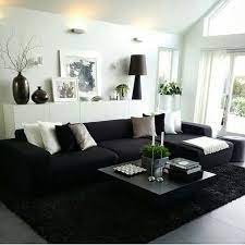 The Black Couch Adds Contrast To The White Room By Doesn T Have A Lot Of Balance T In 2020 Living Room Decor Modern Living Room Decor Apartment Small Living Room Decor
