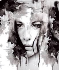 Black And White Watercolor Face Old Bazaart Renewed And Twicked Gloria Rubin Painting Style Portrait Painting Watercolor Portraits