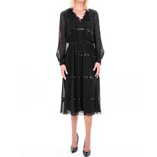 Un gioco di trasparenze e di dettagli per l'abito giromanica nei toni del blu abisso. Max Mara Studio Abito Orfeo Georgette Di Seta Nero Donna Elsa Boutique