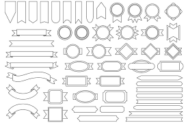 Outline Badge Banner Clip Art Set Png Svg Vector Text Etsy Banner Clip Art Clip Art Art Set