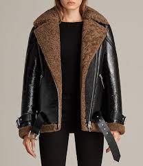 Women S Hawley Oversized Shearling Biker Jacket Black Brown Leather Jackets Women Shearling Jacket Leather Jacket