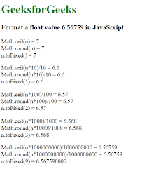 How To Format A Float In Javascript Geeksforgeeks