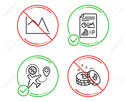 Do Or Stop Report Document Flight Sale And Line Chart Icons