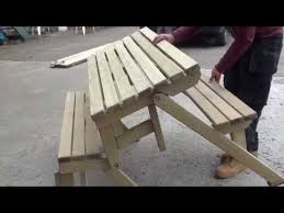 Diy Convertible Picnic Table That Folds Into Bench Seats Youtube Picnic Table Folding Picnic Table Folding Picnic Table Bench