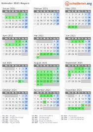 Kalender 2021 mit kalenderwochen und den schulferien und feiertagen von bayern. Kalender 2021 Ferien Bayern Feiertage