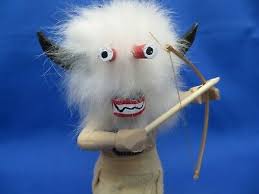 Navajo Hand Crafted Buffalo Hunter Kachina Doll Wood Feather Bertha Chavez  Dine'