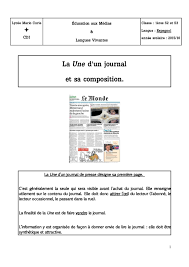 Lecture des définitions du vocabulaire propre à la une d'un journal par le maître. Calameo Les Composantes D Un Journal Francais Espanol