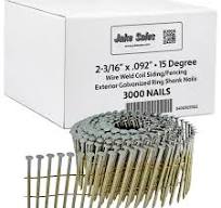 15° Wire Weld Collated Coil Roofing, Siding & Fencing Nails
