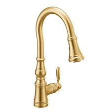 Whether you are starting or finishing a project, do it with build! Moen Weymouth Brushed Gold 1 Handle Deck Mount High Arc Handle Kitchen Faucet In The Kitchen Faucets Department At Lowes Com