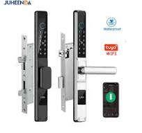 Tuya Wifi App Waterproof Smart Aluminum Door Lock Euro double hook Mortise  Fingerprint Password Electronic Sliding Door Lock - AliExpress 13