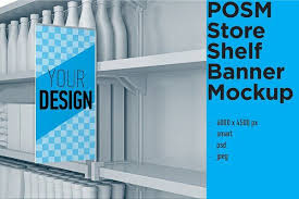 Posm Store Shelf Banner Mockup 1 By Alexmaker On Creativemarket In 2020 Display Mockup Store Shelves Mockup