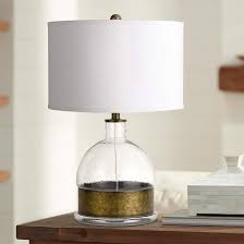 Rapallo Clear Glass Table Lamp With Antique Brass Accents 63k22 Lamps Plus In 2020 Clear Glass Table Lamp Table Lamp Contemporary Glass Table Lamps
