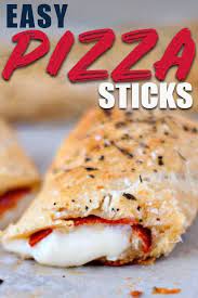 These Easy Pizza Sticks Are Stuffed With Pepperoni And Cheese And Wrapped In Pillsbury Crescent Roll Dough Easy Pizza Pizza Sticks Crescent Roll Recipes Dinner
