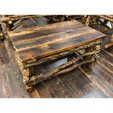 Modern rustic oak coffee table, 1960s. Woodzy Shop Rustic Coffee Table