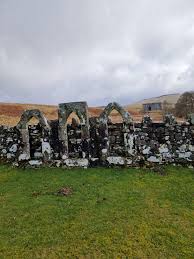 Hermitage chapel and graveyard with Hermitage castle in the background :  rCemeteryPorn