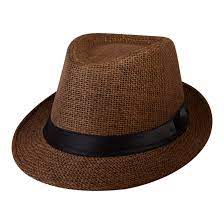 Brown Straw Fedora Gangster Hat With Black Band Straw Fedora Fedora Straw