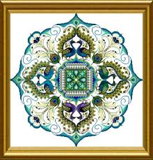 What kind of thread do you use for mandalas? Sparkling Peacock Mandala From Martina Rosenberg Cross Stitch Charts Cross Stitch Charts Casa Cenina