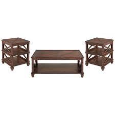 Maybe you would like to learn more about one of these? 3pc Bridgton Wood Living Room Set With Coffee Table And 2 Shelf End Tables Cherry Alaterre Furniture Target