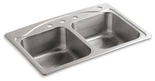 Summer special sale your brand new kitchen sink is only $169 regularly this unit is $299 brand/model/color: Kohler Cadence 33 X 22 X 8 5 16 Double Equal Kitchen Sink W 4 Holes Contemporary Kitchen Sinks By Buildcom Houzz
