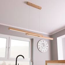 Gbly led dimmbar pendelleuchte modern 4 flammig esstischlampe weiß schlafzimmerlampe 54w in ringoptik, 150cm höhenverstellbar büro hängelampe aus aluminium für. 150 Cm Lange Led Pendelleuchte Smal Double Holz Wahlbar Wohnlicht