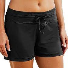 Charmleaks Womens Swim Shorts Ladies Swimming Beachwear Bottom With Pocket And Drawstring Swim Shorts Women Board Shorts Women Swimwear Shorts