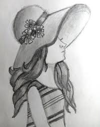 Black And White Drawings Of Girls Easy Girl With Hat Drawing Art Drawings Sketches Simple Art Drawings Sketches Creative Art Drawings Sketches