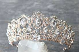 Bridal Tiara Rose Gold Wedding Tiara Belle Swarovski Bridal Etsy In 2021 Rose Gold Tiara Gold Wedding Tiara Crystal Tiaras