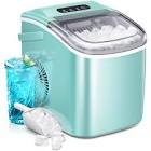 AGLUCKY Ice Makers Countertop,Protable Ice Maker Machine with Handle,Self-Cleaning Ice Maker, 26Lbs/24H, 9 Ice Cubes Ready in 8 Mins, for Home/Office/Kitchen (Green)