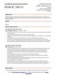 Certified Dental Assistant Resume Samples Qwikresume