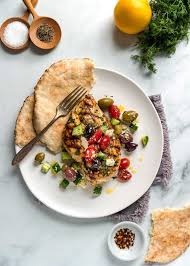 Fresh Mint Oregano Dill Parsley Lemon Juice Olive Oil And Red Pepper Flakes Help This Greek Gri Greek Grilled Chicken Stuffed Peppers Easy Dinner Recipes