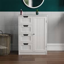 Our collection of stylish bathroom wall cabinets and linen cabinets provide the storage you need for any bathroom. Bathroom Cabinet Storage 4 Drawer 1 Door Free Standing Cupboard Unit Grey White Ebay