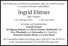Elisabeth im sand, von prof. Traueranzeigen Von Ingrid Elstner Trauer Merkur De