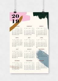 2019 Modern Abstract Wall Calendar 11x17 Wall Calendar Modern Calendar Design Modern Calendar