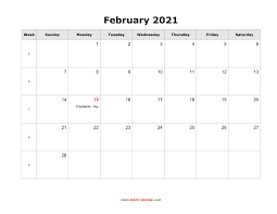 Below are year 2021 printable calendars you're welcome to download and print. February 2021 Blank Calendar Free Download Calendar Templates