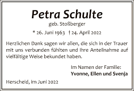 Traueranzeigen von Petra Schulte